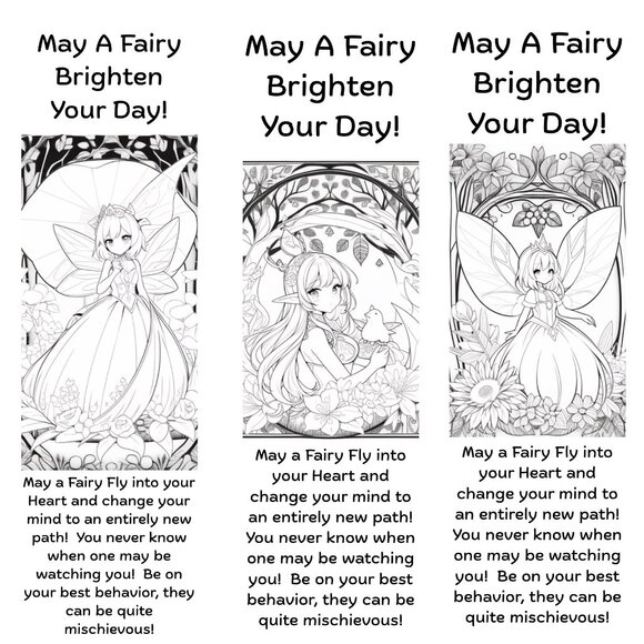Color Your Own Fairy Bookmarks, 5 qty! - Picture 2 of 16